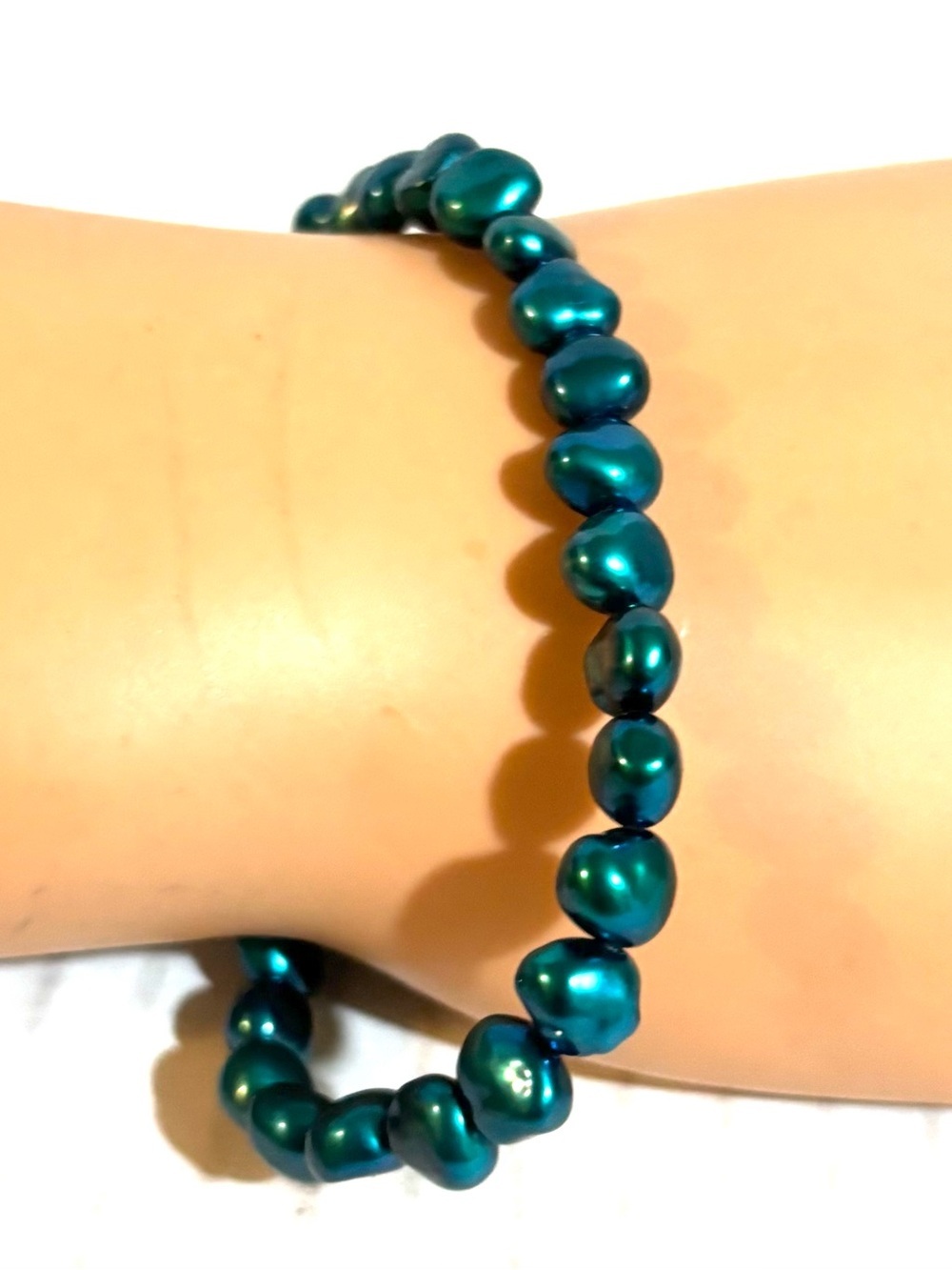 Teal Baroque Pearl Stretch Bracelet - Women Jewelry